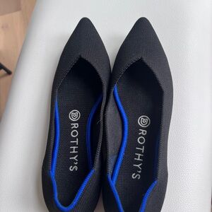 Rothy's Women's Black Flats with Blue Trim